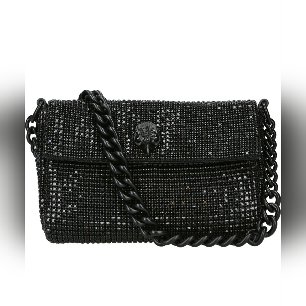 Kurt Geiger Black Crystal-Embellished Shoulder Bag with Chain Handle